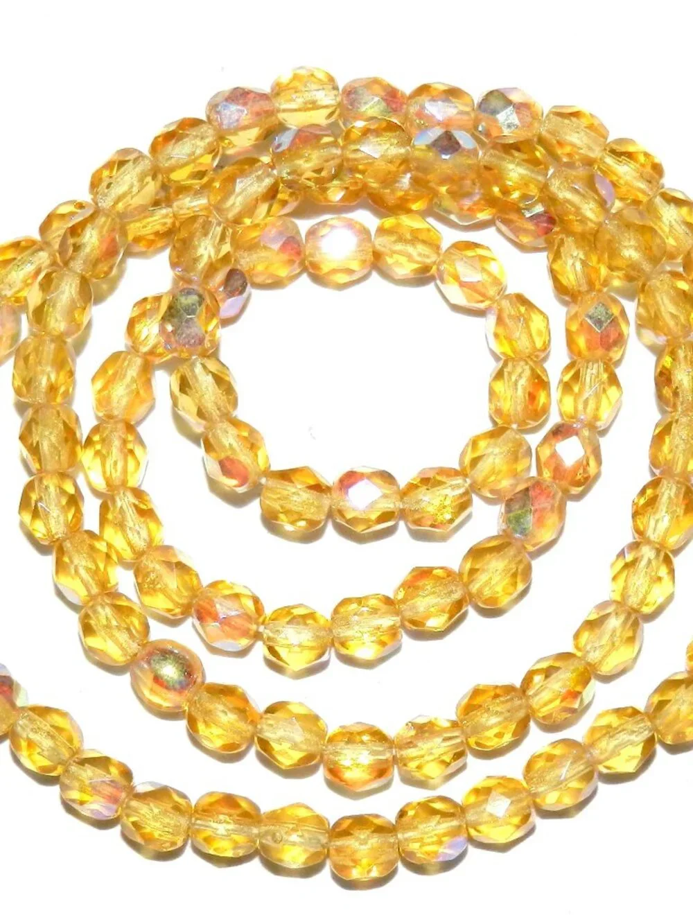 Honey AB Golden Yellow 4mm Fire-Polished Faceted Round Czech Glass 16